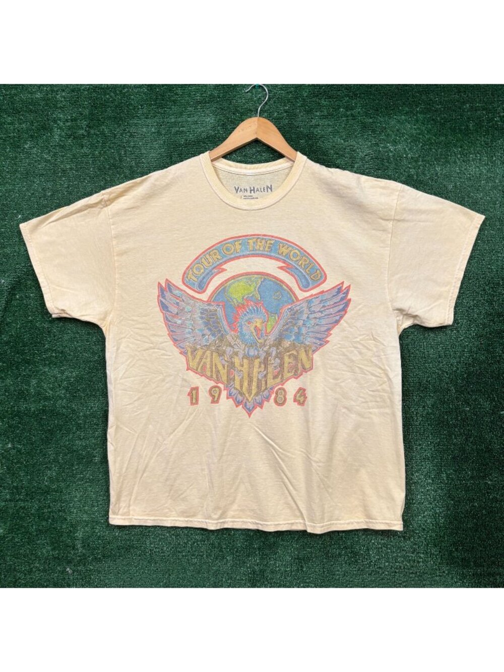 Van Halen Tour of The World 1984 Rock Band Oversized T-Shirt Size S/M